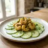 Carpaccio de concombre au curry de crevettes : entrée fraîche et épicée