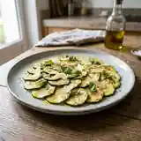Carpaccio de courgettes dorées à la poêle : recette fraîche et gourmande