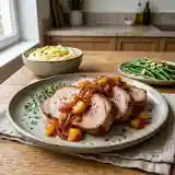 Carré de porc rôti au chutney de pêches maison