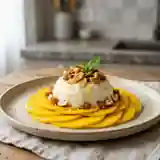 Carré Frais aux Fruits Secs sur Lit de Mangue Fraîche