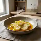 Céleri-rave nappé d'un bouillon parfumé aux agrumes