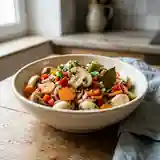 Champignons marinés à la grecque aux petits légumes croquants