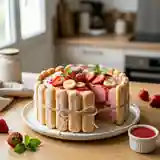 Charlotte gourmande à la banane et aux fraises fraîches