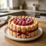 Charlotte gourmande aux framboises et crème pâtissière onctueuse