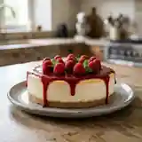 Cheesecake onctueux au coulis de framboises maison