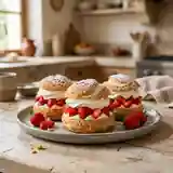 Choux craquants chantilly vanille et fraises