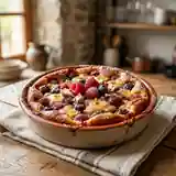 Clafoutis gourmand aux fruits rouges et nougat fondant