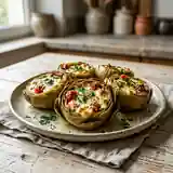 Coeurs d'artichauts farcis à la mode grecque façon saganaki
