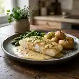 Colin fondant et sa sauce onctueuse au cidre