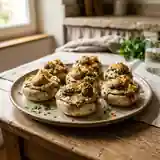 Coquilles de champignons farcies aux escargots à la crème d'ail