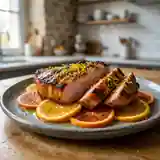 Côte de porc laquée à l'orange et romarin