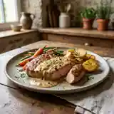 Côtelettes de porc à la sauce moutarde onctueuse