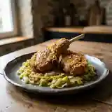 Côtes d'agneau panées croustillantes aux poireaux fondants