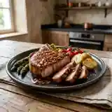 Côtes de porc grillées à la sauce vinaigrée maison