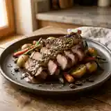 Côtes de porc grillées au café, sauce gourmande