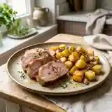 Côtes de porc grillées aux pommes de terre fondantes