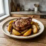 Côtes de porc rôties au four aux pommes caramélisées