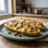 Courgettes à la ricotta et lardons gratinés