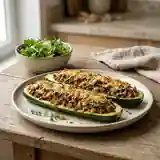 Courgettes farcies au haché et oseille