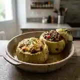 Courgettes rondes farcies au bœuf et champignons savoureuses