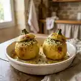 Courgettes rondes farcies aux herbes fraîches et fromage