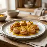Couronne de pétoncles à la sauce onctueuse à l'orange