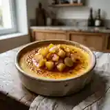 Crème catalane onctueuse accompagnée d'une compotée d'automne aux fruits