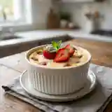 Crème cuite onctueuse aux fraises fraîches