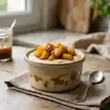 Crème dessert onctueuse aux pommes caramélisées