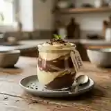 Crème gourmande vanille-chocolat en duo dans un même pot