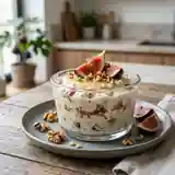 Crème onctueuse aux figues et éclats de noix