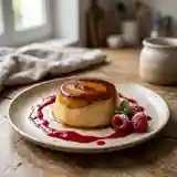 Crème renversée fondante aux pêches et coulis