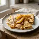 Crêpes fondantes aux poires caramélisées