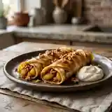 Crêpes roulées flambées aux pommes caramélisées et noix croquantes