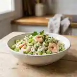 Crevettes et céleri croquant, sauce échalote