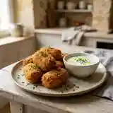 Croquettes de porc au gingembre avec sauce yaourt à la ciboulette