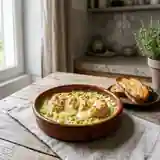 Crottins de Chavignol chauds sur lit d'émincé de poireaux fondants