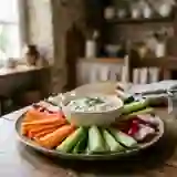 Crudités fraîches et fondue crémeuse au roquefort