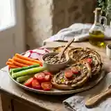 Crudités fraîches et tartines grillées à l'anchoïade maison
