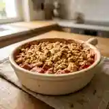 Crumble à la rhubarbe fondant et croustillant