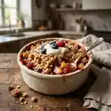 Crumble aux fruits rouges fondant et croustillant