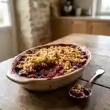 Crumble aux fruits rouges fondant et croustillant pour une personne