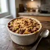 Crumble aux pommes fondantes et raisins secs dorés