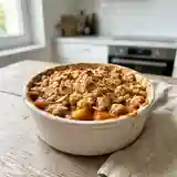 Crumble d'été aux pêches juteuses et croustillantes