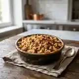 Crumble fondant aux trois fruits