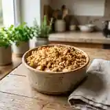 Crumble gourmand à la faisselle et fruits frais