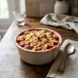 Crumble gourmand à la rhubarbe et aux fraises