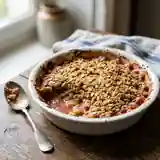 Crumble gourmand à la rhubarbe et flocons d'avoine