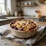 Crumble gourmand aux griottes et bananes