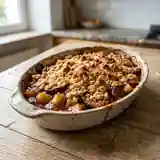 Crumble gourmand aux quetsches juteuses et pommes fondantes